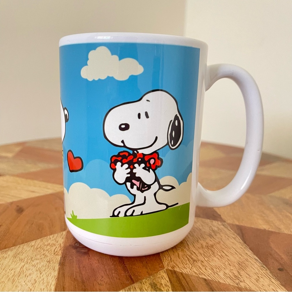 Snoopy and Woodstock Mug with Hearts 15oz NWT Hand Crafted - Picture 2 of 3